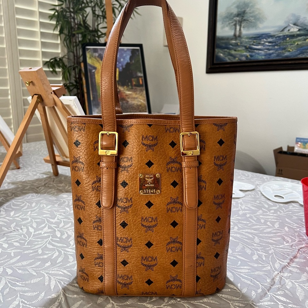 MCM Cognac Visetos Tote Bag
